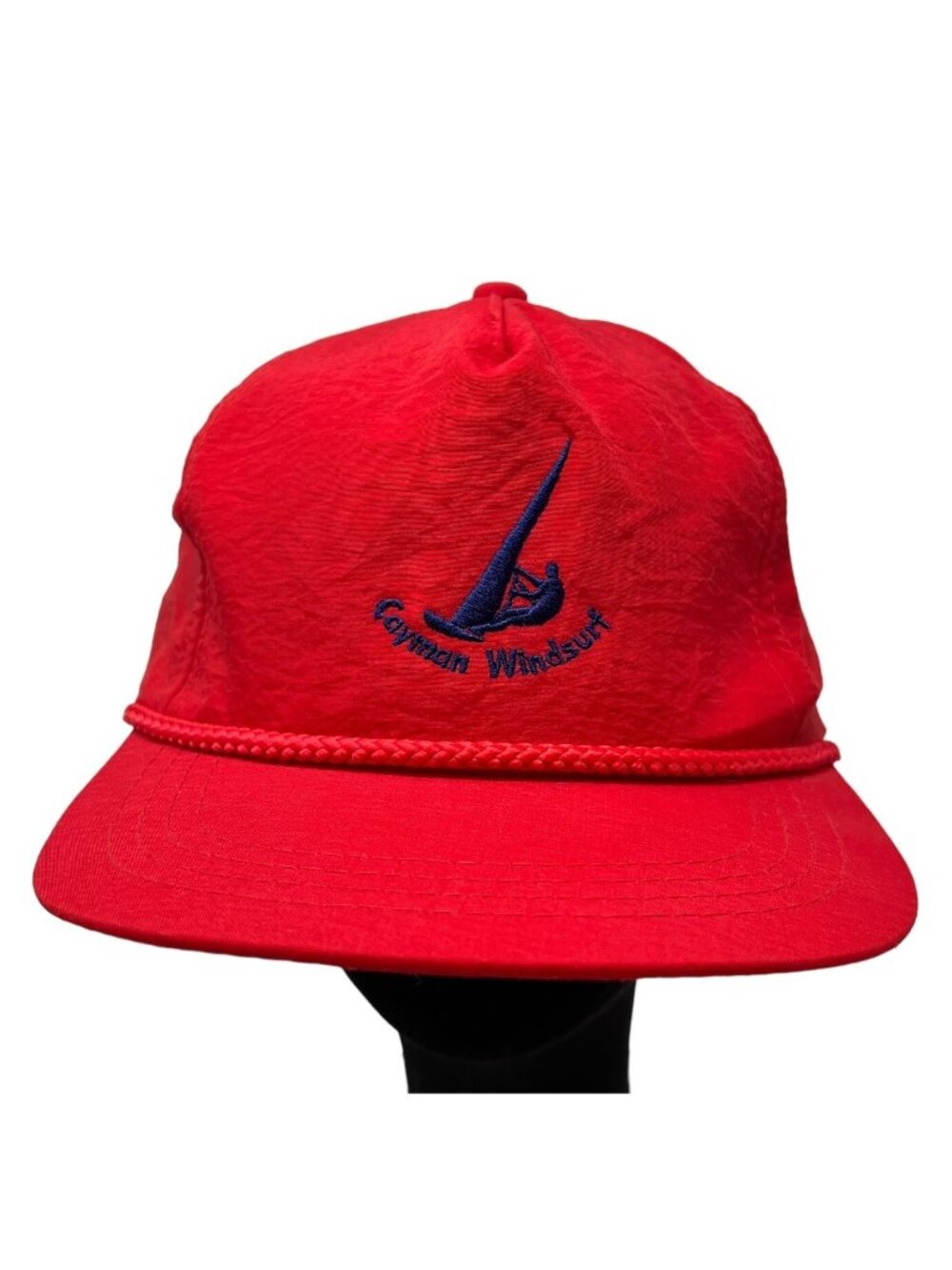 Cayman Windsurf Vintage Rope Trucker Snapback Hat Cap Retro 90's 80's Beach Red